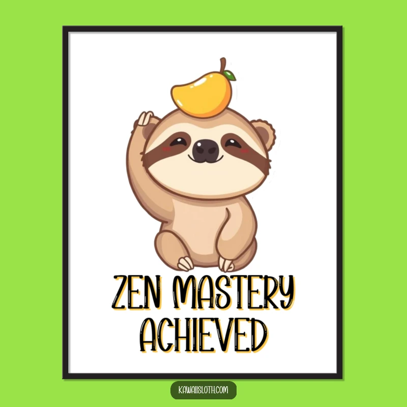 Funny Sloth Fruit Balancing Digital Art - Instant Laughs, Perfect Funny Gift