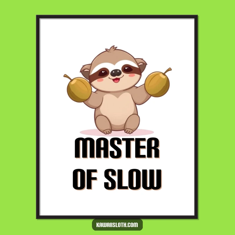Funny Sloth Juggling Digital Print: Instant Wall Art of Tropical Comedy