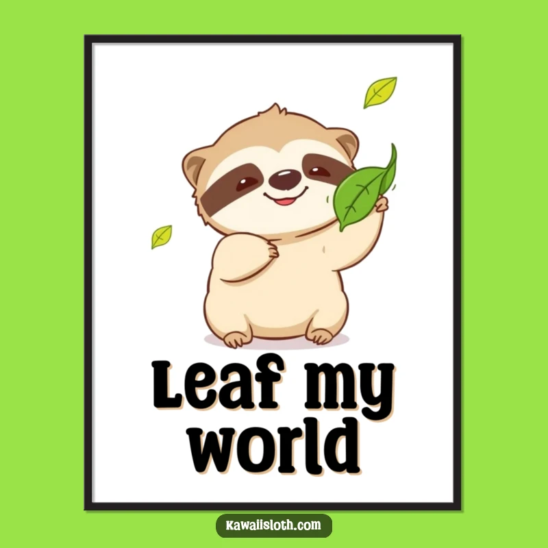 Funny Sloth Leaf Catcher Digital Art - Hilarious Playful Print for Instant Joyful Decor