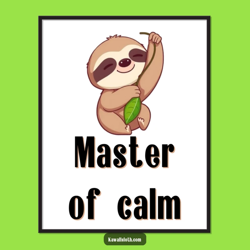 Funny Sloth Leaf Reach Digital Art: Slow-Life Smiles for Your Walls!