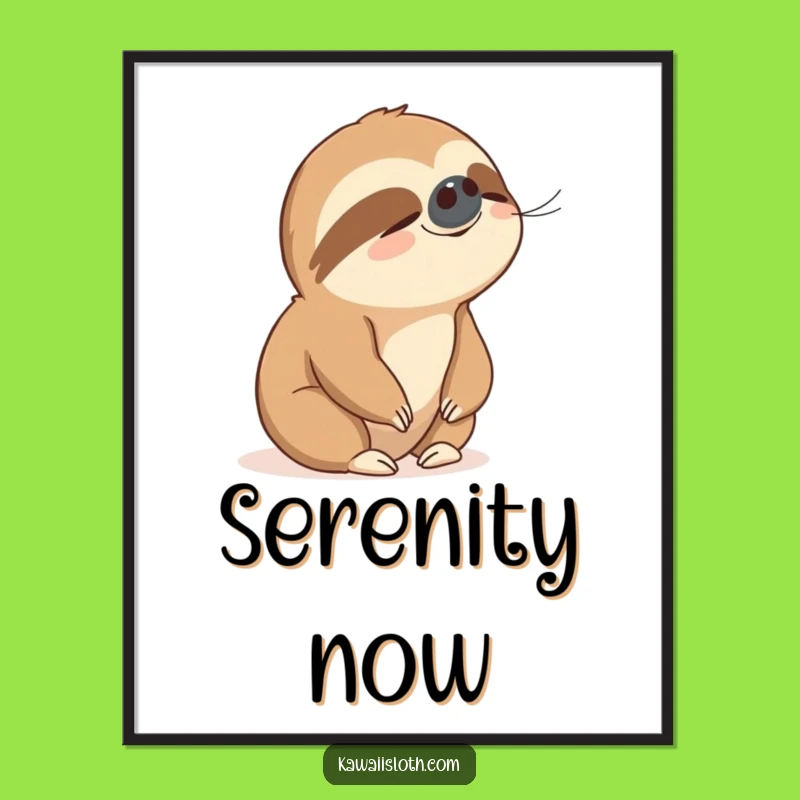 Funny Sloth Peaceful Breeze Digital Art: Instant Calm for Walls!