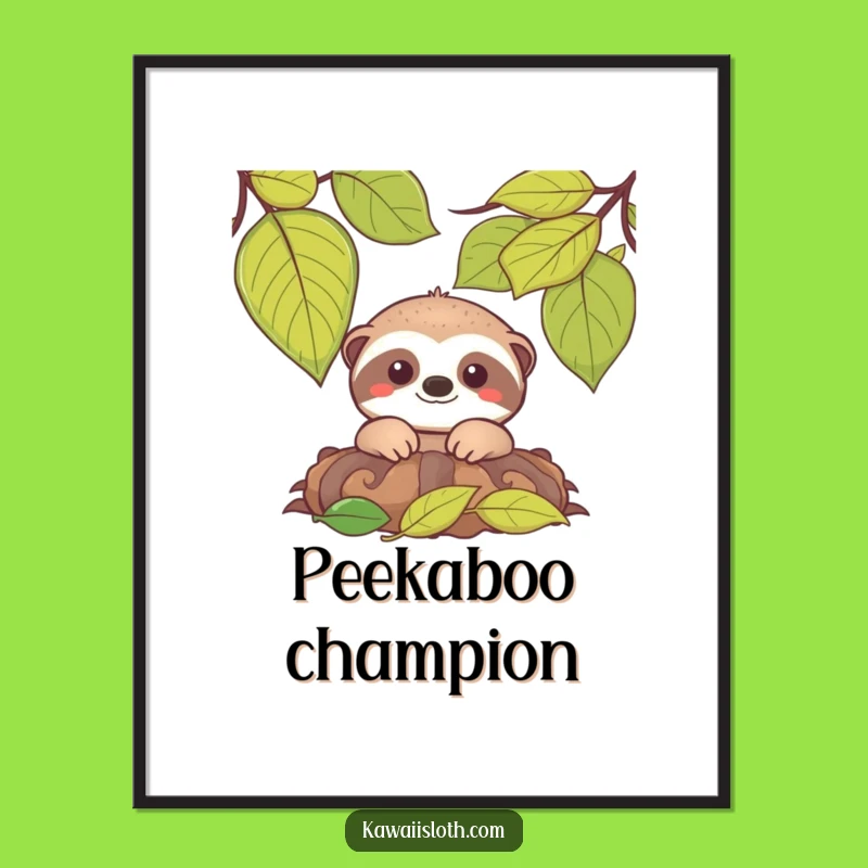 Funny Sloth Peeking Digital Art: Instant Humorous Gift for Nature Decor