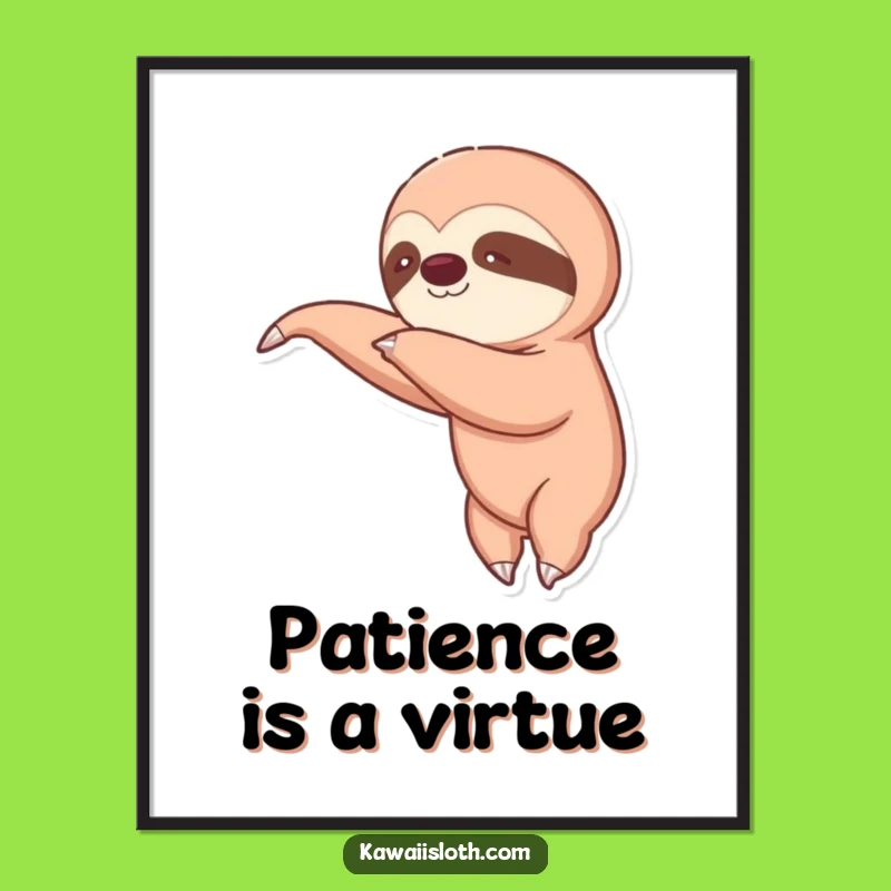 Funny Sloth Reaching Digital Art: Hilarious Slow Motion Graphic, Instant Funny Gift Download