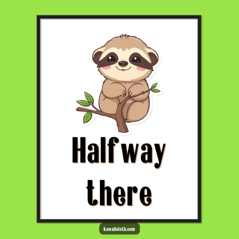 Funny Sloth Stuck Digital Art - Instant Slow Animal Cartoon Download
