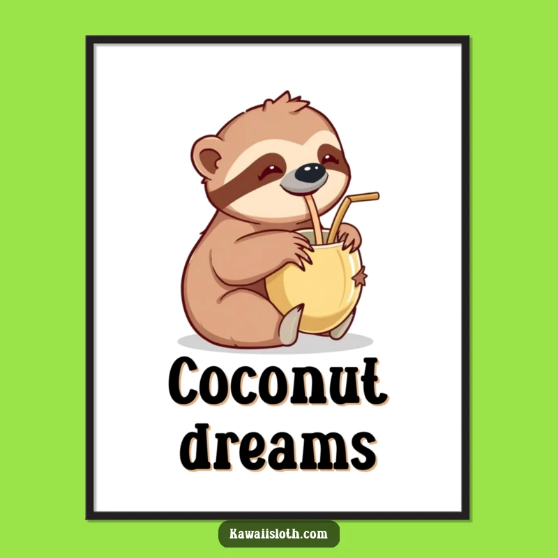 Funny Vacation Sloth Digital Art Print - Instant Tropical Wall Decor