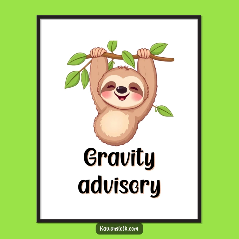 Funny Happy Sloth Digital Art Print - Instant Download of Hilarious Sloth Joy