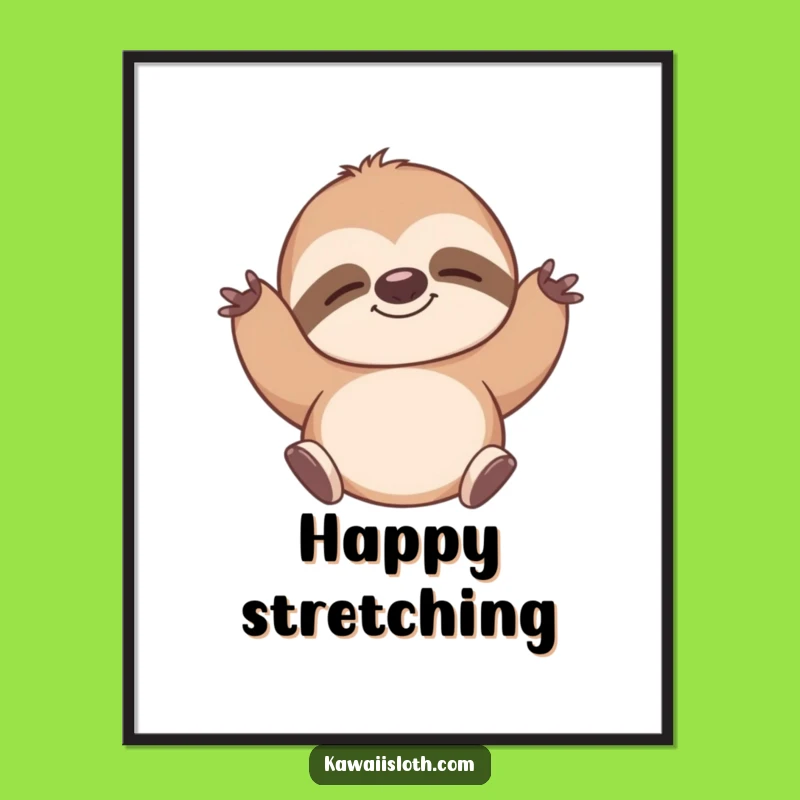 Funny Sloth Stretch Digital Art: Zen Vibes, Perfect Humorous Gift