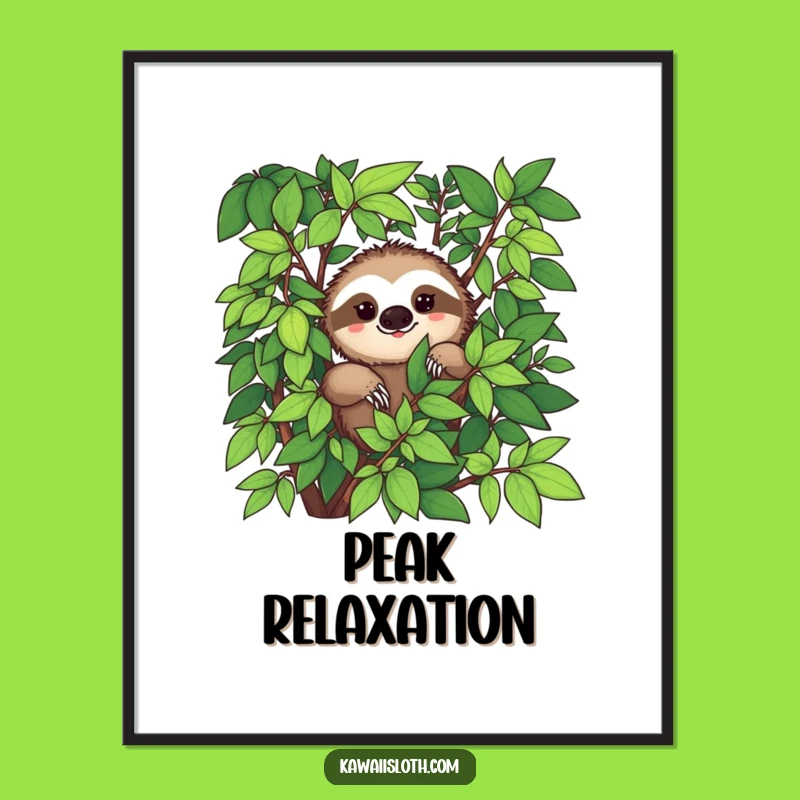 Funny Sloth Foliage Digital Art, Instant Tranquility - A Great Gift!