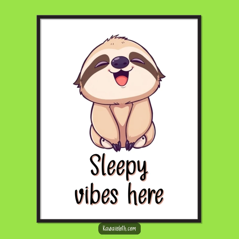 Funny Playful Sloth Yawn Art - Instant Relaxed Decor