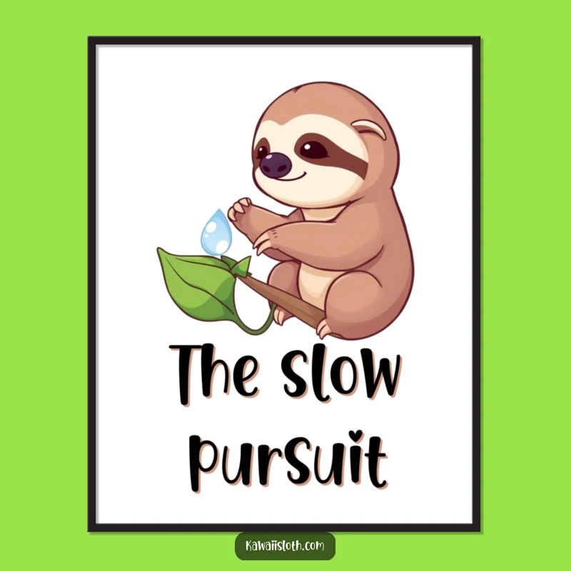 Funny Sloth Dewdrop Digital Art Print: Instant Hilarious Nature Decor Gift