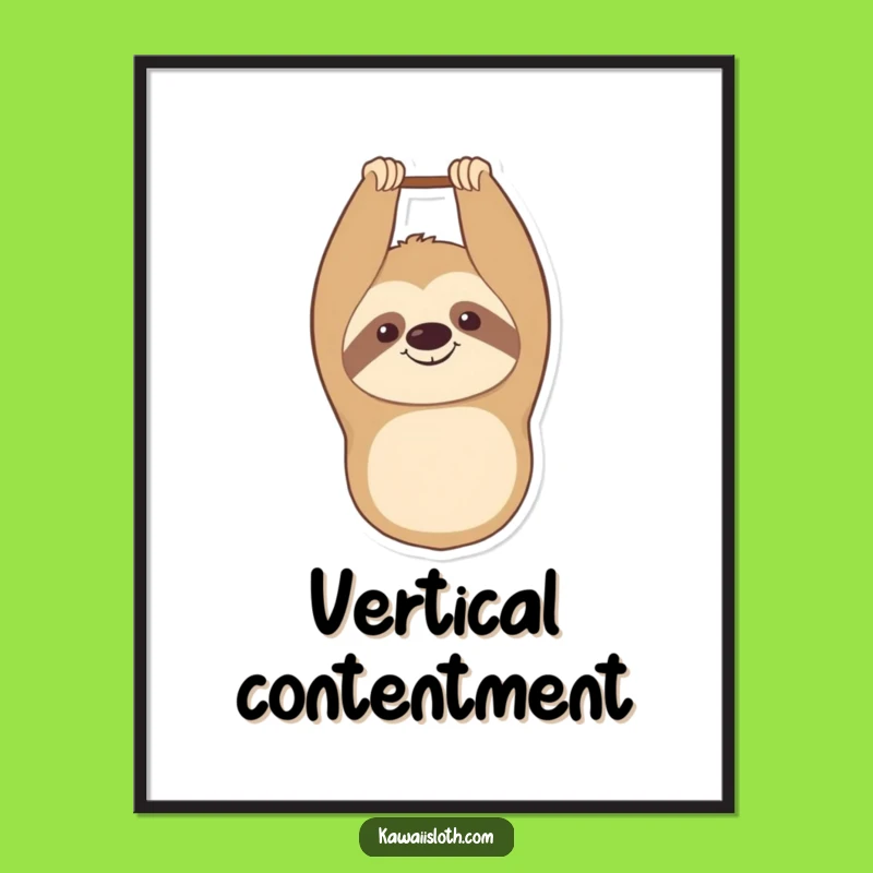 Funny Sloth Digital Art: Upside Down Bliss, Instant Happy Decor Download