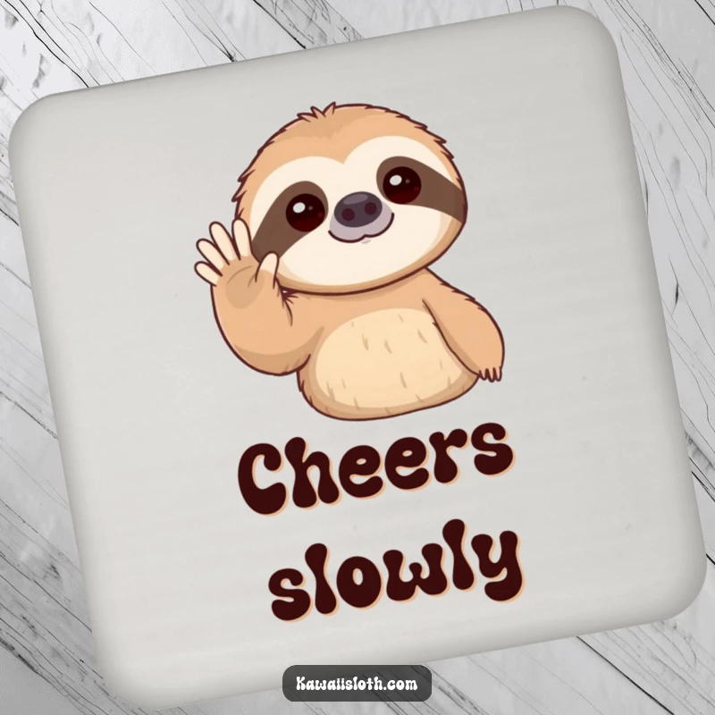 Funny drink coasters featuring a sloth giving a slow, gentle wave, adding charm and surface protection.