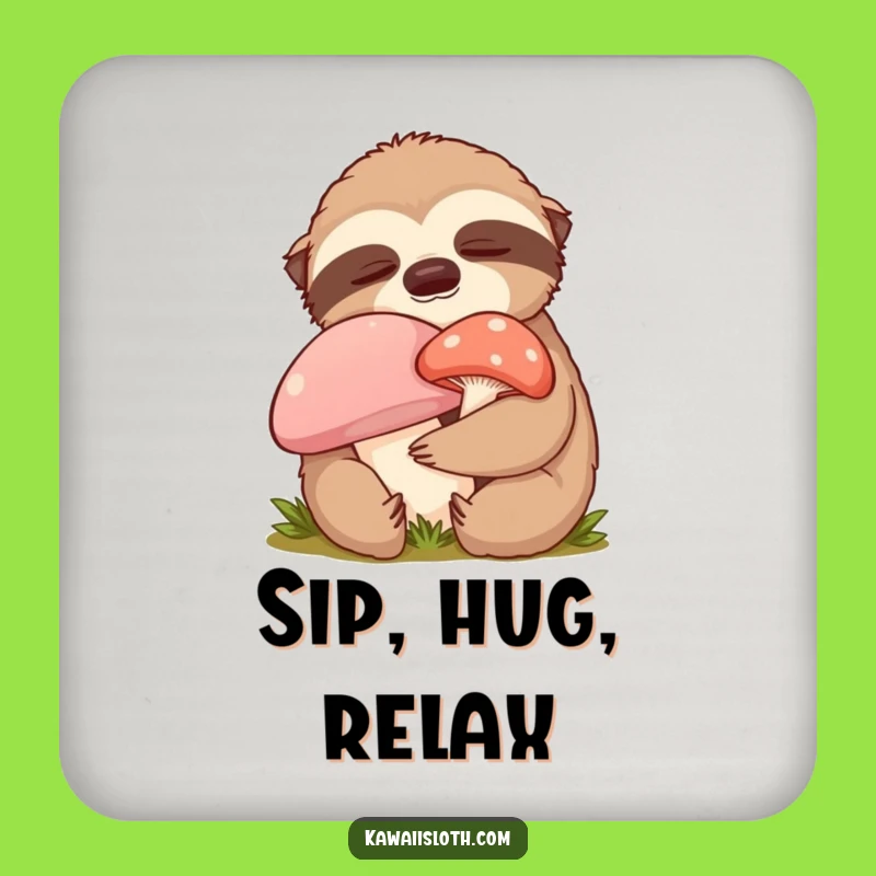 Funny Content Sloth Drink Coaster - Protect Surfaces with a Comical Mushroom Hug