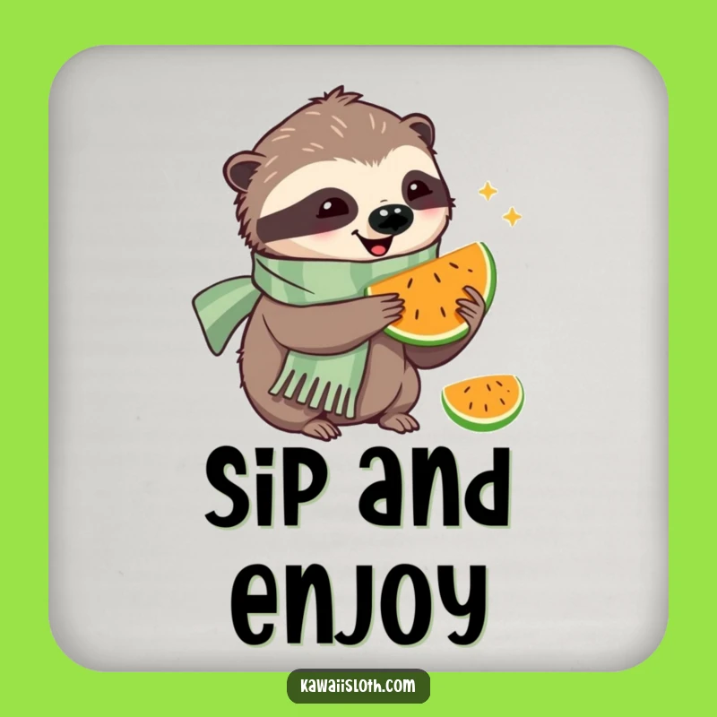 Funny Happy Sloth Coaster Set: Humorous Gift for Cozy Drink Protection