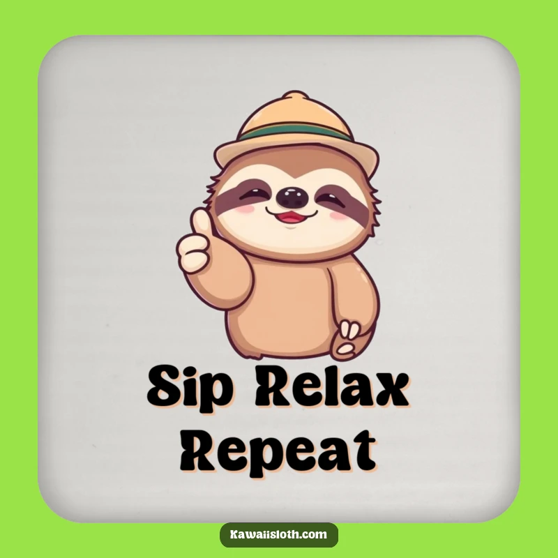 Funny Lazy Sloth Thumbs Up Coaster Set: Humorous Gift for Protecting Tables