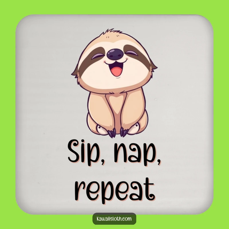 Funny Playful Sloth Yawn Coaster - Protect Surfaces with Calm