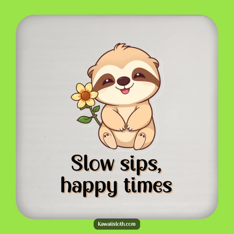 Funny Sloth Coasters - Protect Surface with Happy Waving Sloth Flair
