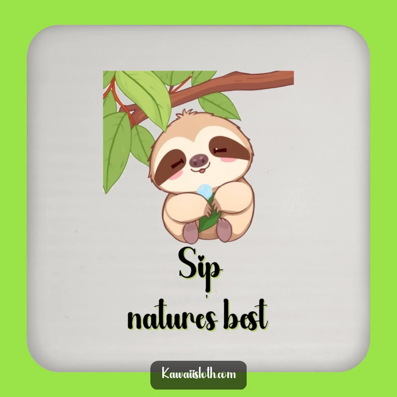 Funny Sloth Dewdrop Coaster - Tiny Smile Protection for Tables, Slow and Sweet