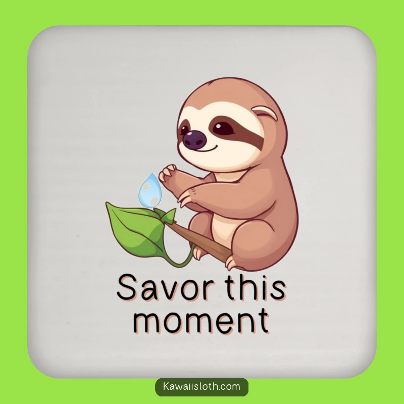 Funny Sloth Dewdrop Drink Coaster Set: Hilarious Table Protection Gift for Nature Lovers