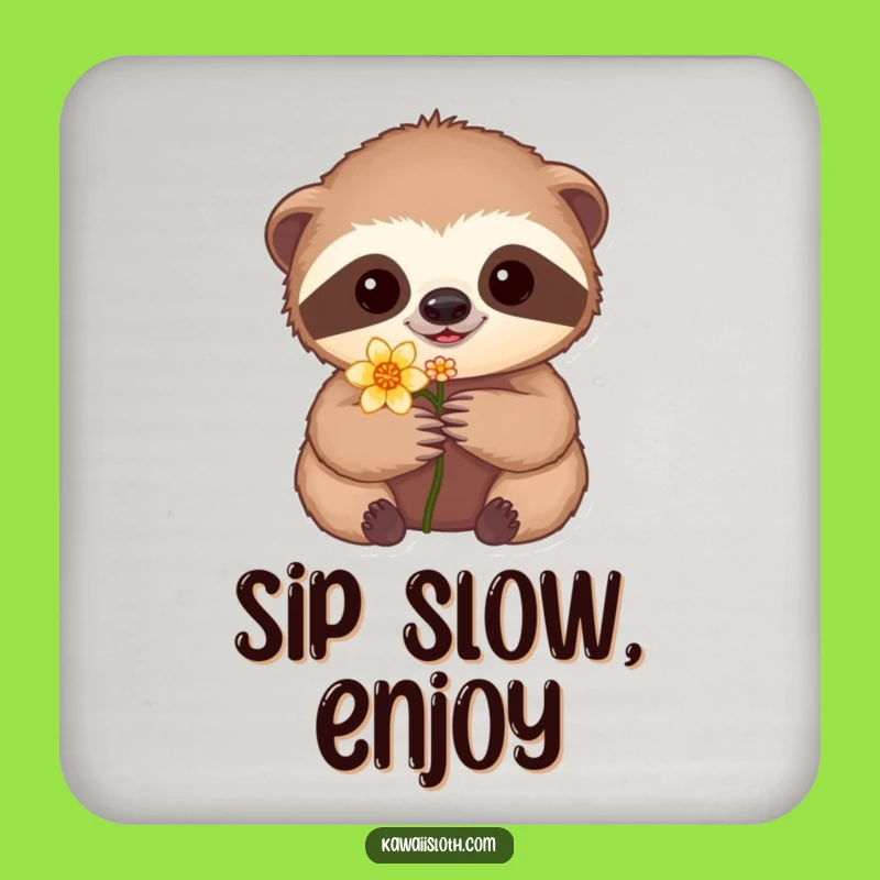 Funny Sloth Flower Coaster Set: Protect Tables with Funny Art