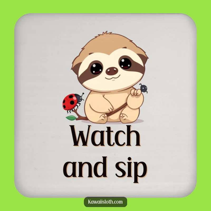 Funny Sloth Ladybug Drink Coaster Set: Hilarious Table Protection Gift for Gentle Homes
