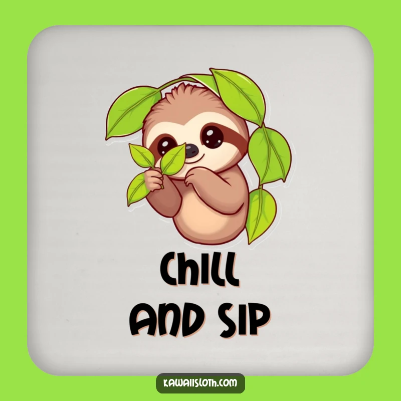 Funny Sloth Leaf Drink Coaster Set: Hilarious Table Protection Gift for Party Hosts