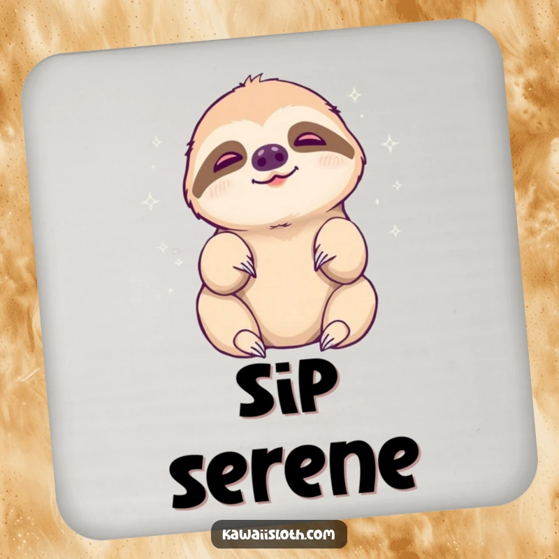 Funny sloth coaster, sloth reaching languidly for a peaceful aura, humorous drink accessory, perfect funny gift.