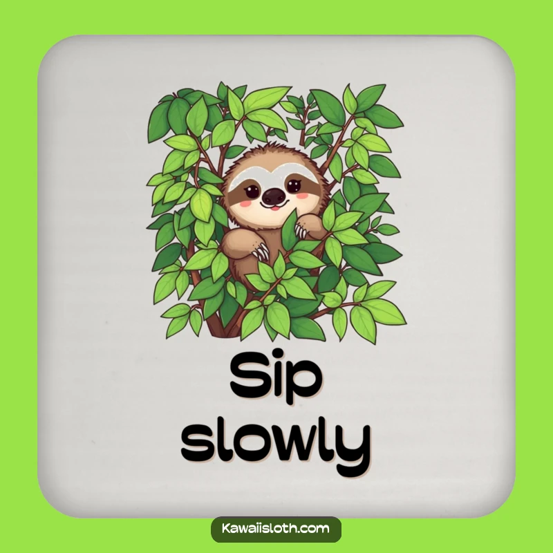 Funny Sloth Foliage Coasters, Protect Surfaces with Calm - A Gift!