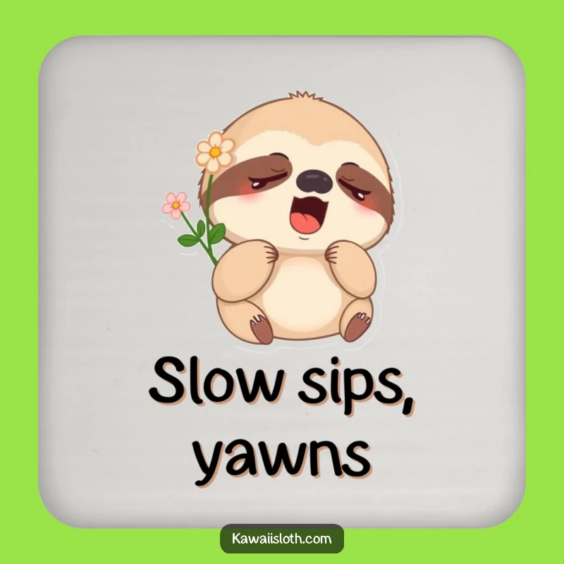 Funny Sleepy Sloth Drink Coaster - Protect Surfaces with This Comical Yawning Sloth