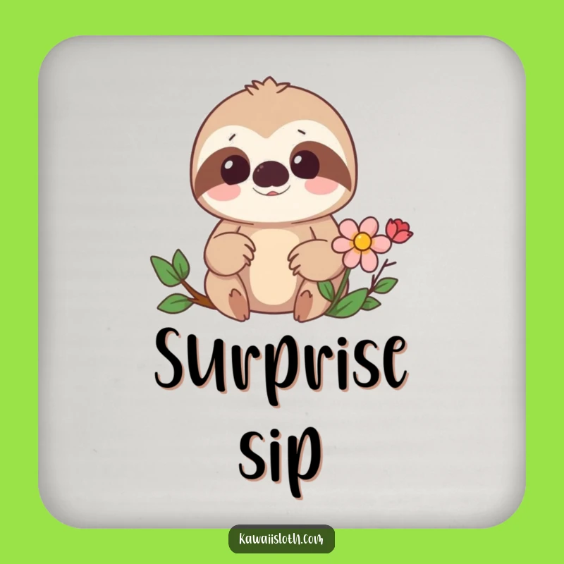 Funny Sloth Surprise Coaster: Flower Find Protection, Humorous Gift