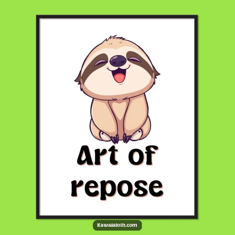 Funny Playful Sloth Yawn Poster - Relaxed Wall Art