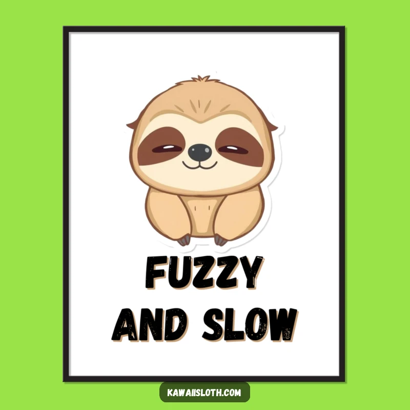 Funny Blinking Sloth Poster - Warm Glow Art, Adorable Funny Gift!