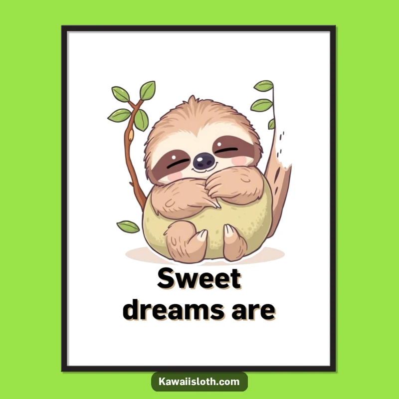 Funny Dreamy Sloth Pillow Poster - Whimsical Wall Art for Cozy Spaces