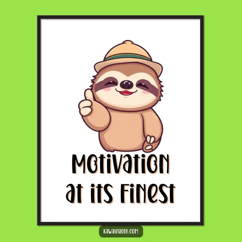 Funny Lazy Sloth Thumbs Up Poster: Hilarious Wall Art Gift for Slow Living