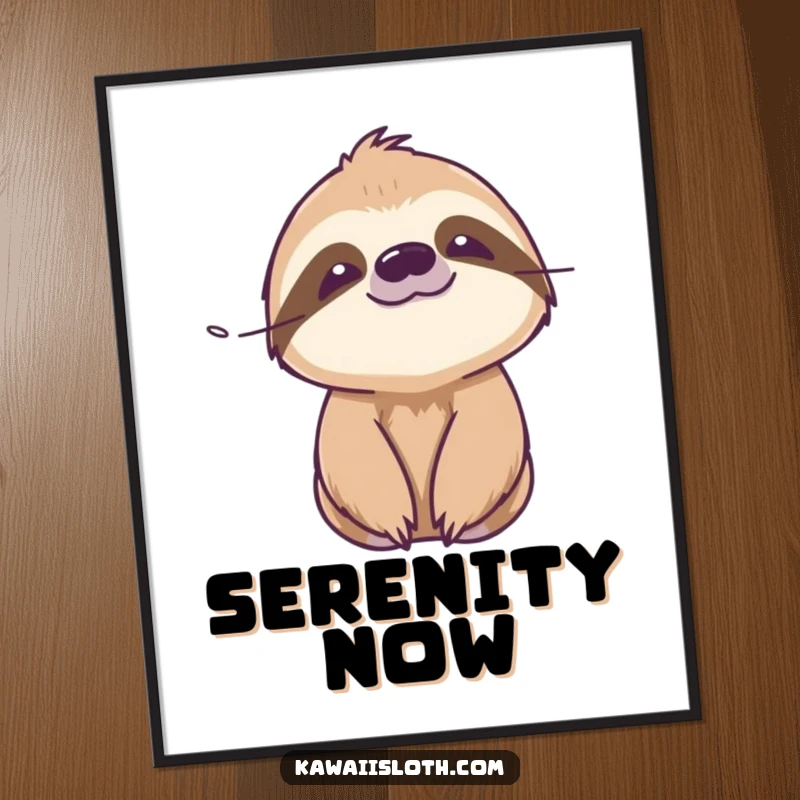 Funny serene sloth poster featuring a sloth with a peaceful expression, enjoying a gentle breeze, adding calm to walls.