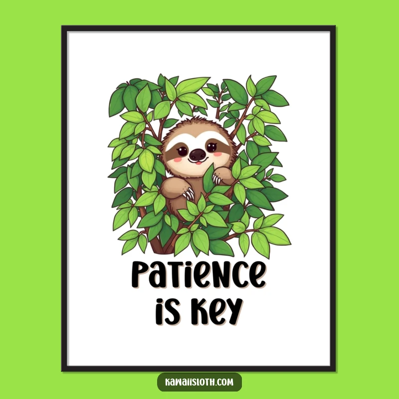 Funny Sloth Foliage Poster, Decorate with Tranquility - A Great Gift!