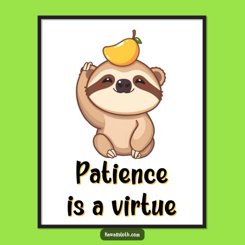 Funny Sloth Fruit Balancing Art Poster - Hilarious Decor, Perfect Funny Gift