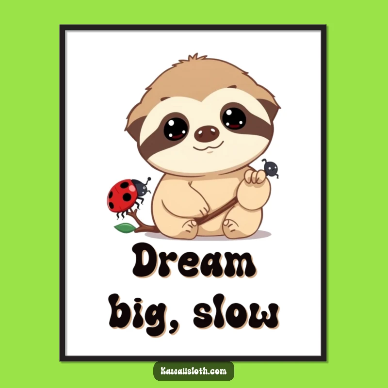 Funny Sloth Ladybug Art Poster: Hilarious Wall Decor Gift for Dreamy Decorators