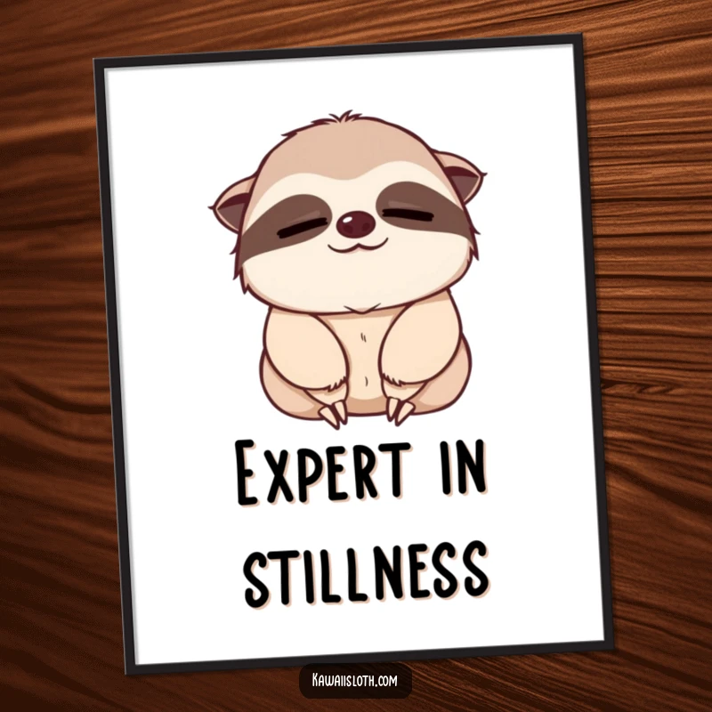 Funny poster art featuring a sleepy-eyed sloth giving a slow, gentle nod, exuding peace, tranquility, and quiet agreement.