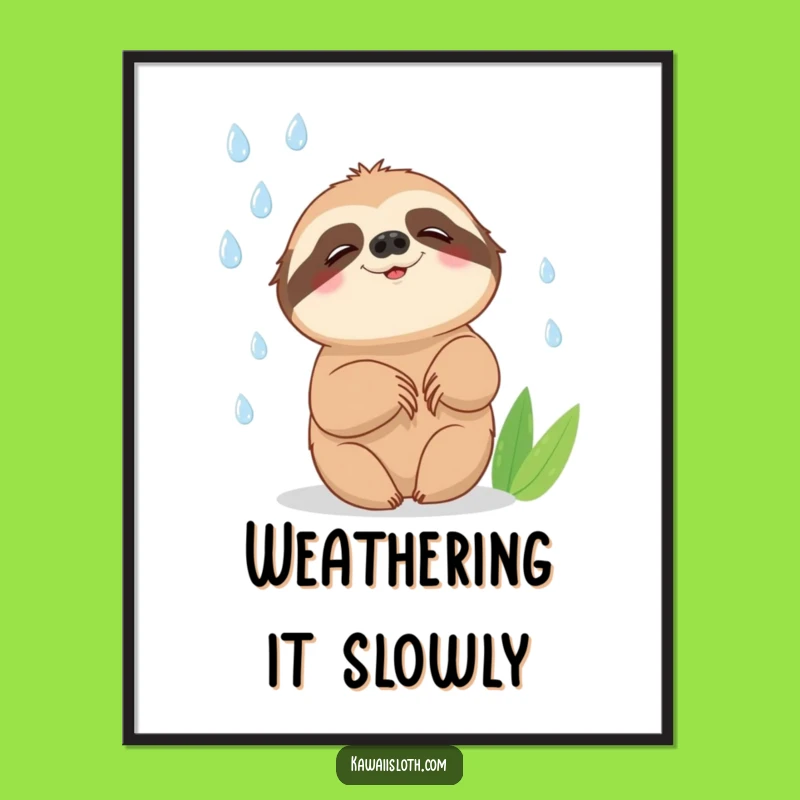 Funny Sloth Poster: Raindrop Joy Art, a Hilarious Decor Gift