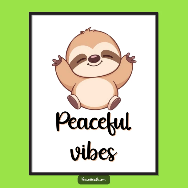 Funny Sloth Stretch Poster: Zen Art, Perfect Humorous Gift