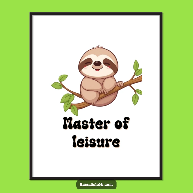 Funny Relaxed Sloth Poster - Whimsical Wall Art for a Calming Vibe