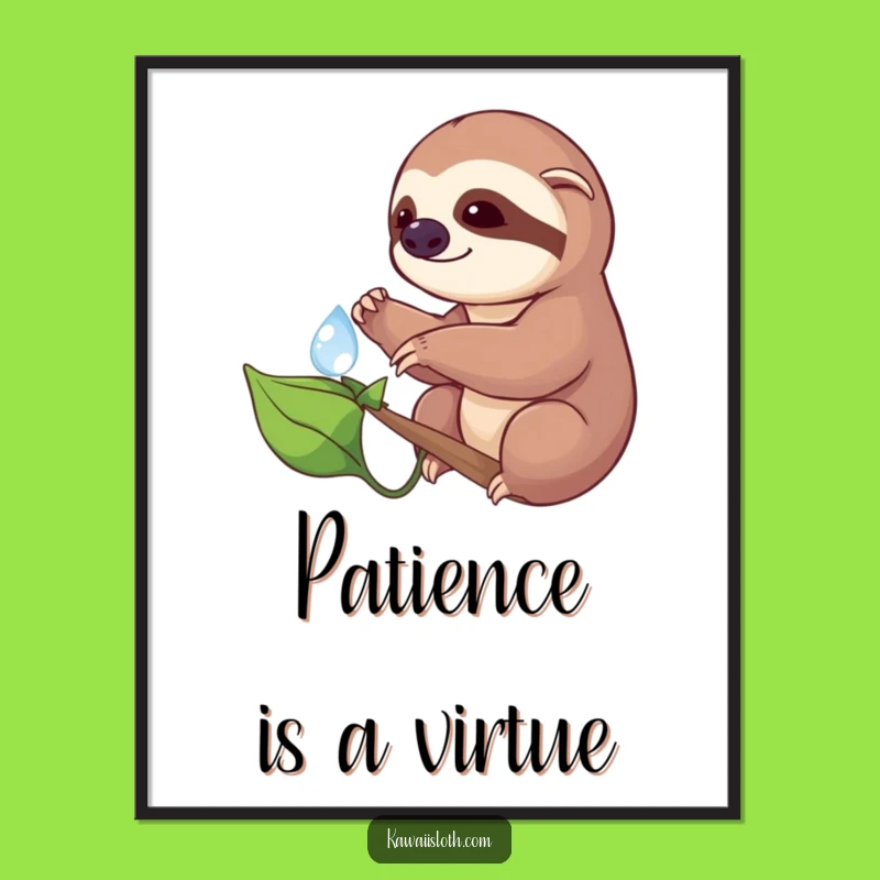 Funny Sloth Dewdrop Art Poster: Hilarious Nature Scene Gift for Wall Decor