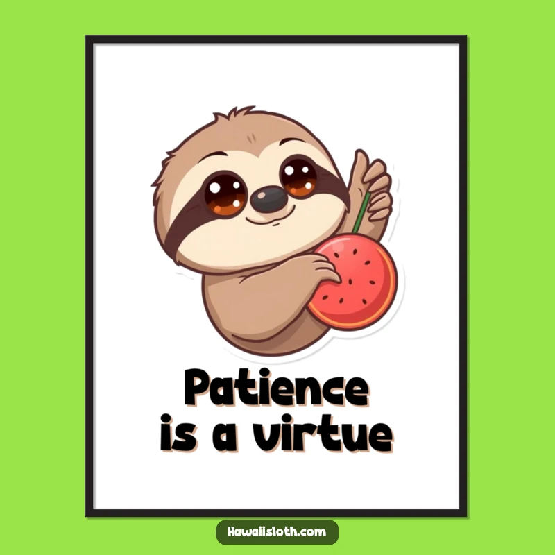 Funny Sloth Fruit Poster: Wall Art That Celebrates Slow Living