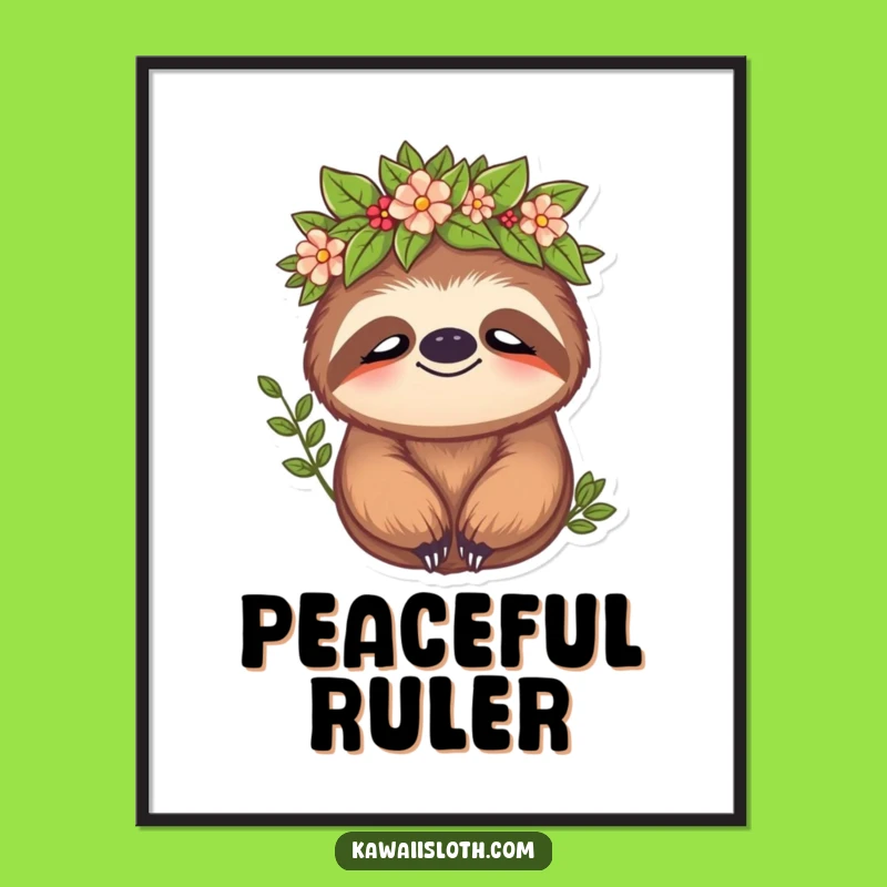 Funny Sloth Crown Poster: Hilarious Wall Art for Nature Lovers, Peaceful Majesty