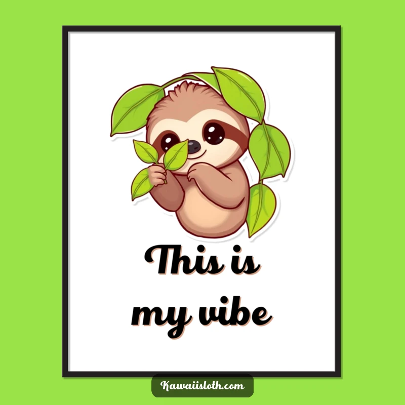 Funny Sloth Leaf Art Poster: Hilarious Wall Decor Gift for Animal Lovers and Art Enthusiasts