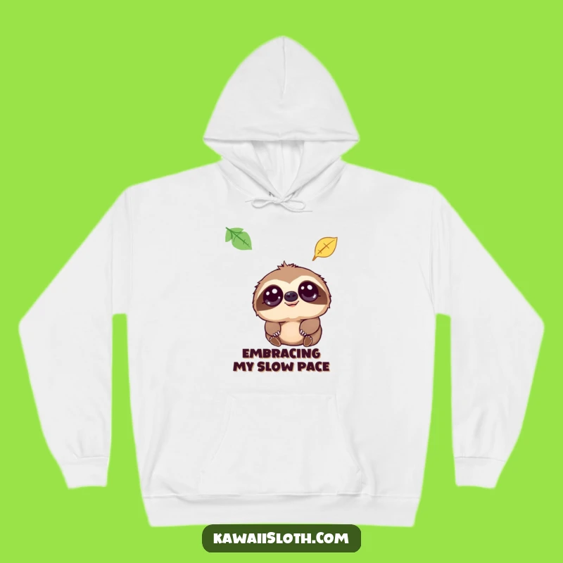 Funny Sloth Gentle Eyes Leaf Fall Hoodie, Cozy Humorous Gift for Relaxed Souls