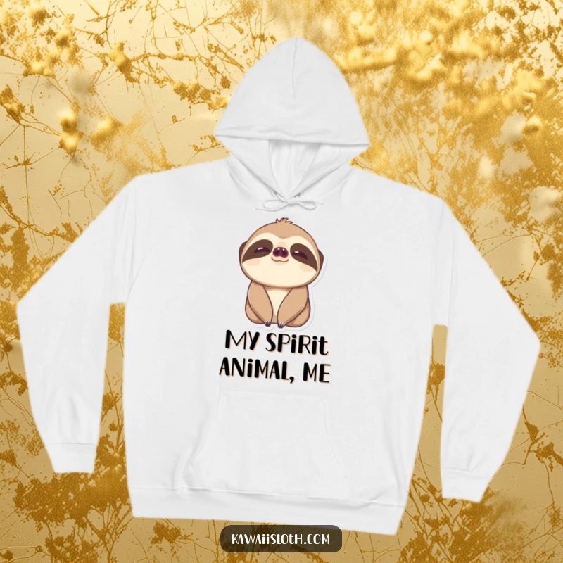 Funny Content Sloth Hoodie: a cozy hoodie depicting a sloth with slow-blinking, wide, contented eyes.