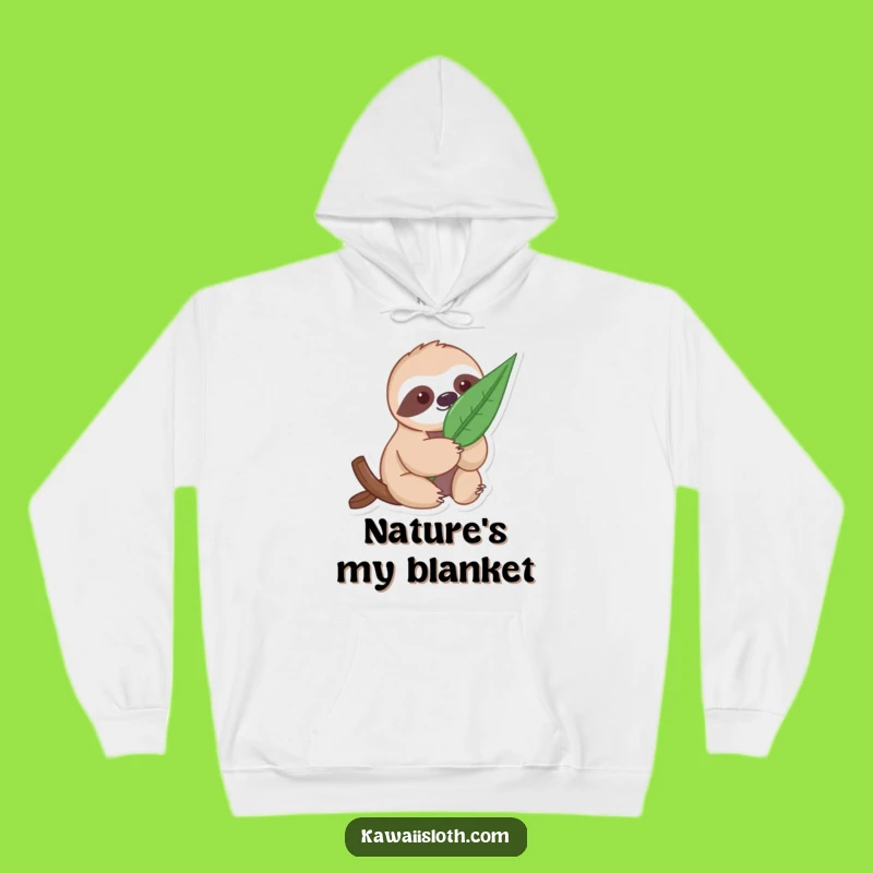 Funny Gentle Sloth Hoodie with Leaf - Cozy Nature Retreat Wear