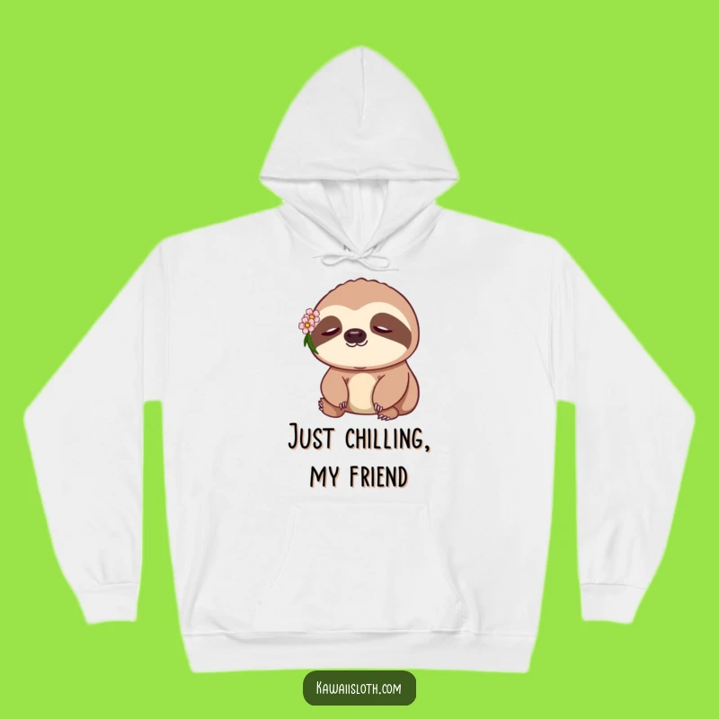 Funny Peaceful Sloth Hoodie with Flower - Cozy Wear for Chill Days